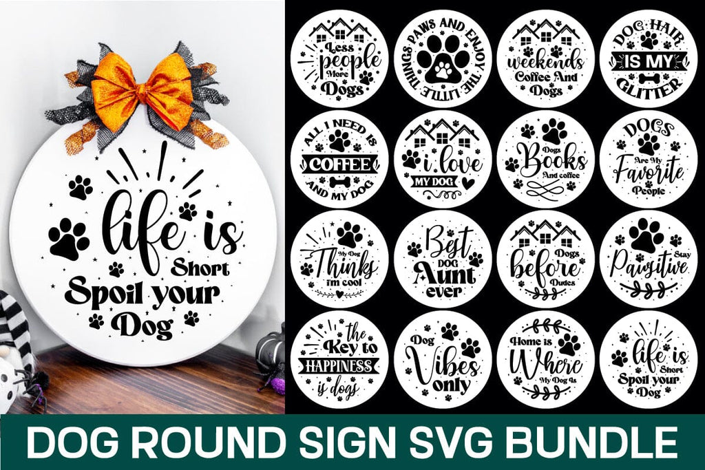 Dog Round Sign Svg Bundle - So Fontsy