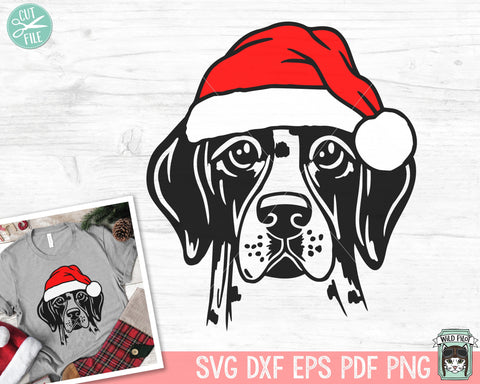 Dog Santa hat svg file, Christmas Dog svg, German Shorthaired Pointer svg, Christmas cut file, Christmas Animals, Pointer Santa png file SVG Wild Pilot 