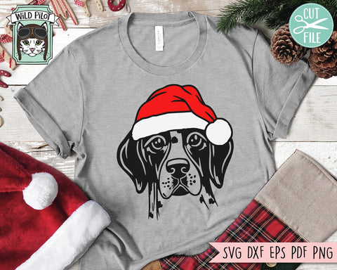 Dog Santa hat svg file, Christmas Dog svg, German Shorthaired Pointer svg, Christmas cut file, Christmas Animals, Pointer Santa png file SVG Wild Pilot 