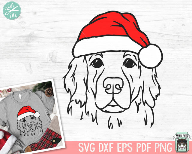 Dog Santa hat svg file, Christmas Dog svg, Golden Retriever svg, Christmas cut file, Christmas Animals, Retriever Santa hat png file SVG Wild Pilot 