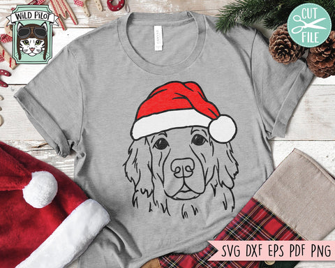 Dog Santa hat svg file, Christmas Dog svg, Golden Retriever svg, Christmas cut file, Christmas Animals, Retriever Santa hat png file SVG Wild Pilot 