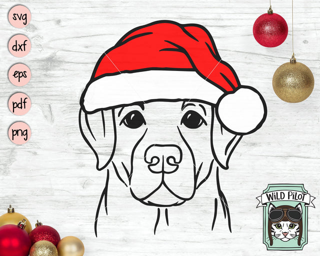 Dog Santa hat svg file, Dog with Hat svg, Christmas svg file, Labrador Retriever svg, Christmas cut file, Christmas Animals svg, Lab Santa hat svg SVG Wild Pilot 