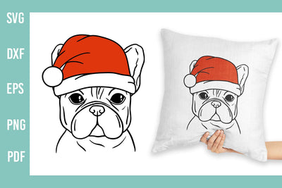 Dog Santa Hat SVG | French Bulldog SVG | Hand Drawn Dog SVG Irina Ostapenko 