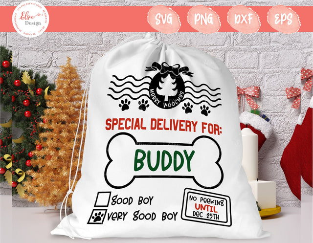 Dog Santa Sack - Good Boy - SVG, PNG, DXF, EPS SVG Elsie Loves Design 