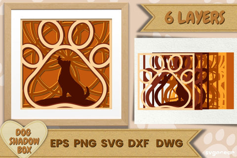 Dog Shadow Box | 3D Layered SVG | Lightbox SVG SvgOcean 