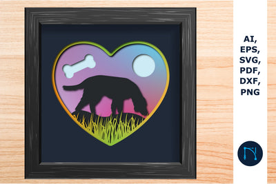 Dog shadowbox 3d SVG with heart SVG MD JOYNAL ABDIN 