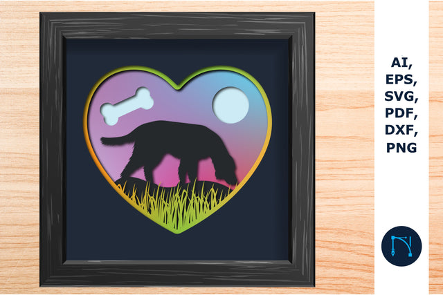 Dog shadowbox 3d SVG with heart SVG MD JOYNAL ABDIN 