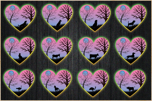 Dog shadowbox Bundle 3d PNG with heart Sublimation Creativeart88 