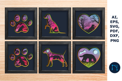 Dog shadowbox Bundle 3d SVG for Cricut SVG MD JOYNAL ABDIN 