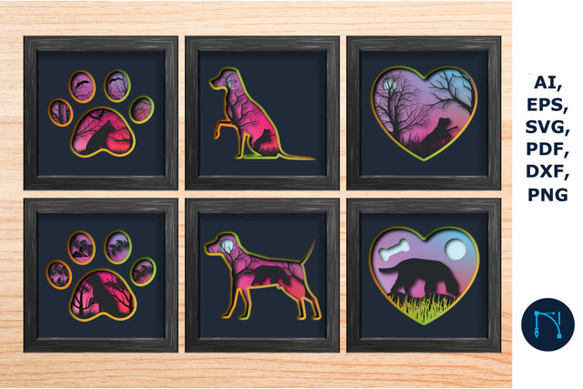 Dog shadowbox Bundle 3d SVG for Cricut SVG MD JOYNAL ABDIN 