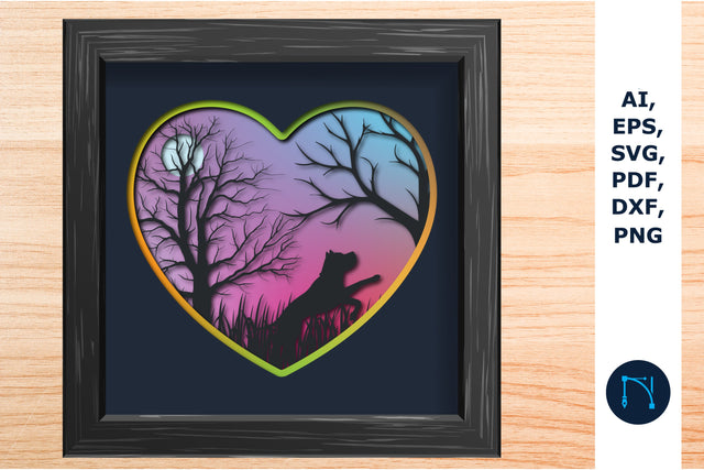 Dog shadowbox Bundle 3d SVG with heart SVG MD JOYNAL ABDIN 
