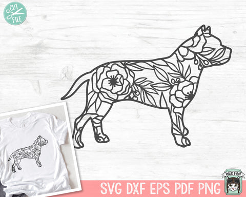 Dog Silhouette SVG file, Dog Cut file, Floral Dog svg file, Dog Flowers svg file, Silhouette Pitbull svg file, Pit Bull png, Floral Pit Bull svg SVG Wild Pilot 