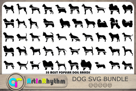 Dog Silhouettes Svg, Dog Svg Bundle, Dog Breeds Svg, Dog Breed Svg Bundle SVG Artinrhythm shop 