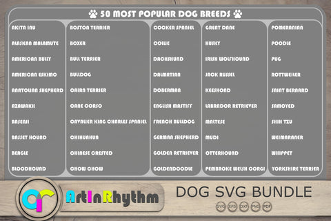 Dog Silhouettes Svg, Dog Svg Bundle, Dog Breeds Svg, Dog Breed Svg Bundle SVG Artinrhythm shop 