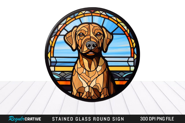 Dog Stained Glass Round Coaster Png Design Sublimation Regulrcrative 