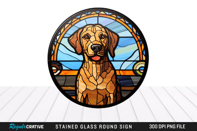 Dog Stained Glass Round Coaster Png Design Sublimation Regulrcrative 