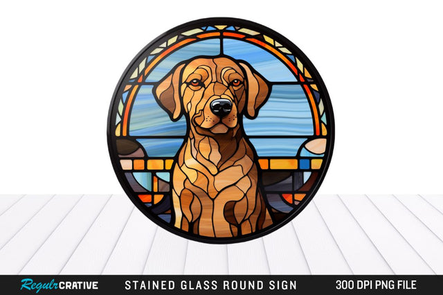 Dog Stained Glass Round Coaster Png Design Sublimation Regulrcrative 
