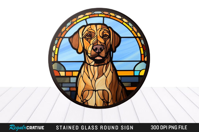 Dog Stained Glass Round Coaster Png Design Sublimation Regulrcrative 
