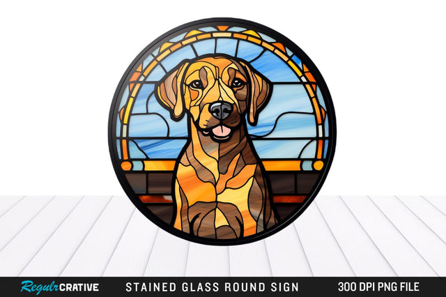 Dog Stained Glass Round Coaster Png Design Sublimation Regulrcrative 