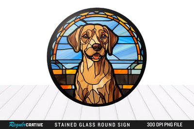 Dog Stained Glass Round Coaster Png Design Sublimation Regulrcrative 