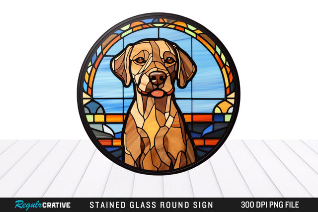 Dog Stained Glass Round Coaster Png Design Sublimation Regulrcrative 
