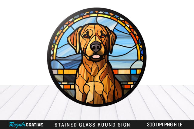 Dog Stained Glass Round Coaster Png Design Sublimation Regulrcrative 