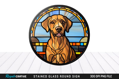 Dog Stained Glass Round Coaster Png Design Sublimation Regulrcrative 