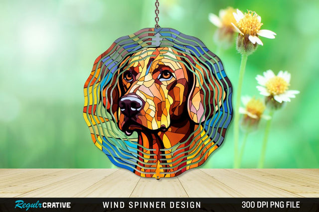 Dog Stained Glass Round Coaster Wind Spinner Png Design Sublimation Regulrcrative 