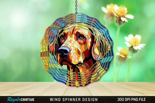 Dog Stained Glass Round Coaster Wind Spinner Png Design Sublimation Regulrcrative 