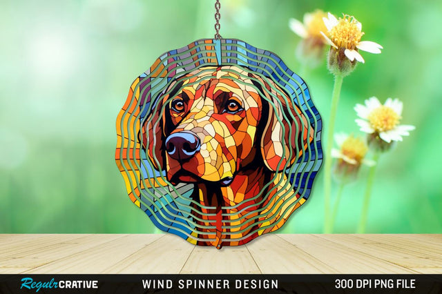 Dog Stained Glass Round Coaster Wind Spinner Png Design Sublimation Regulrcrative 