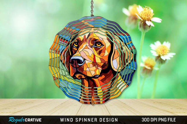 Dog Stained Glass Round Coaster Wind Spinner Png Design Sublimation Regulrcrative 