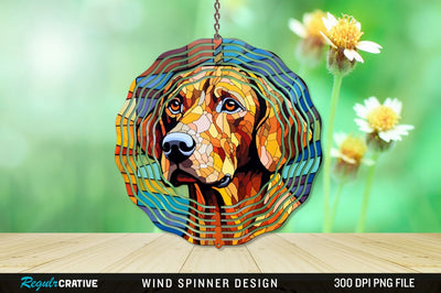 Dog Stained Glass Round Coaster Wind Spinner Png Design Sublimation Regulrcrative 