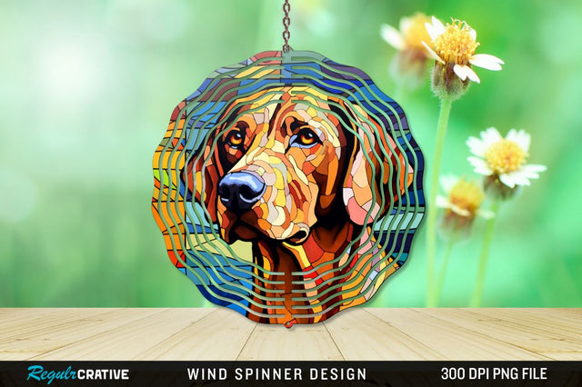 Dog Stained Glass Round Coaster Wind Spinner Png Design Sublimation Regulrcrative 
