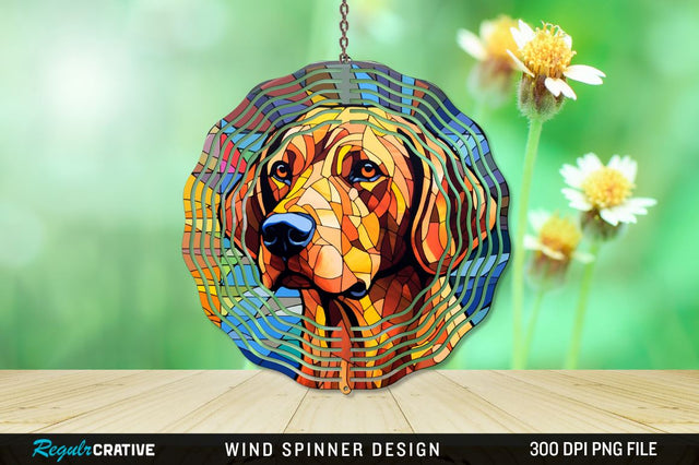 Dog Stained Glass Round Coaster Wind Spinner Png Design Sublimation Regulrcrative 