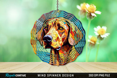 Dog Stained Glass Round Coaster Wind Spinner Png Design Sublimation Regulrcrative 