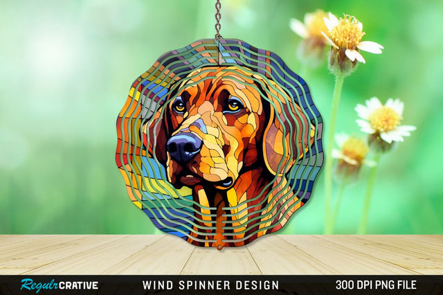 Dog Stained Glass Round Coaster Wind Spinner Png Design Sublimation Regulrcrative 