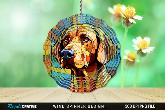 Dog Stained Glass Round Coaster Wind Spinner Png Design Sublimation Regulrcrative 