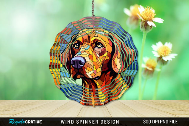 Dog Stained Glass Round Coaster Wind Spinner Png Design Sublimation Regulrcrative 