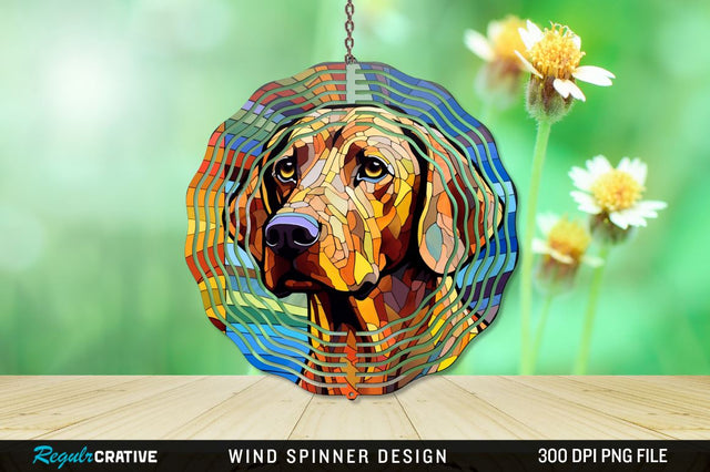 Dog Stained Glass Round Coaster Wind Spinner Png Design Sublimation Regulrcrative 