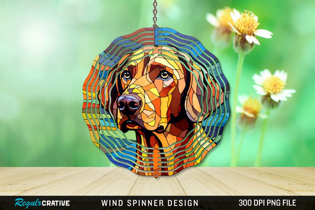 Dog Stained Glass Round Coaster Wind Spinner Png Design Sublimation Regulrcrative 