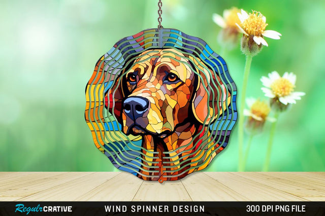 Dog Stained Glass Round Coaster Wind Spinner Png Design Sublimation Regulrcrative 