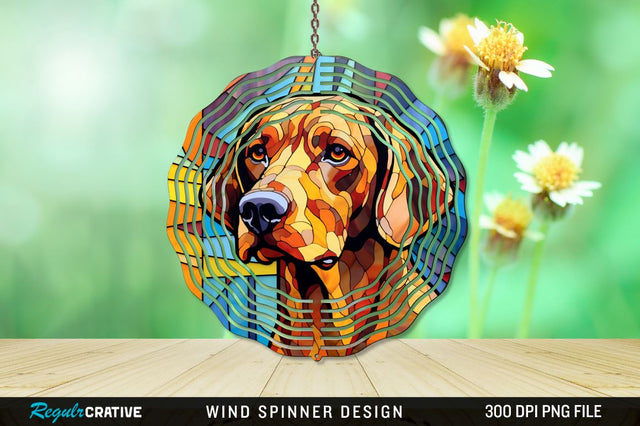 Dog Stained Glass Round Coaster Wind Spinner Png Design Sublimation Regulrcrative 