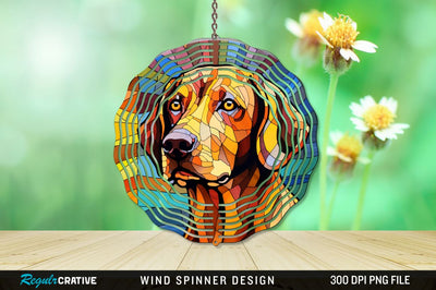 Dog Stained Glass Round Coaster Wind Spinner Png Design Sublimation Regulrcrative 