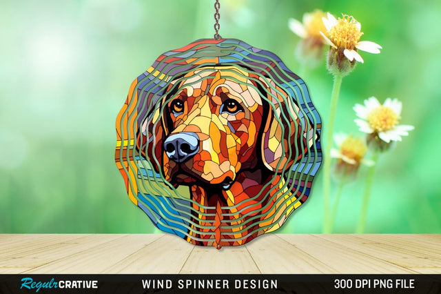Dog Stained Glass Round Coaster Wind Spinner Png Design Sublimation Regulrcrative 