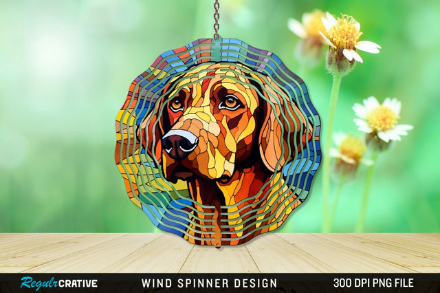 Dog Stained Glass Round Coaster Wind Spinner Png Design Sublimation Regulrcrative 
