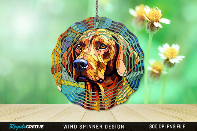 Dog Stained Glass Round Coaster Wind Spinner Png Design Sublimation Regulrcrative 