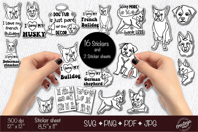 Dog sticker, Dog head stickers, Planner sticker dog, Sticker SVG bundle SVG Createya Design 