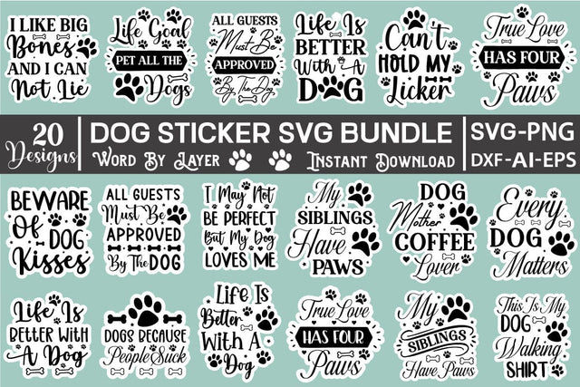Dog Sticker SVG Bundle, Dog SVG Design, SVGs,Quotes and Sayings,Food & Drink,On Sale, Print & Cut SVG DesignPlante 503 