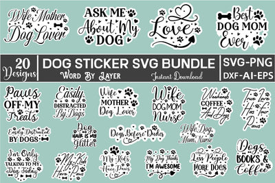 Dog Sticker SVG Bundle SVGs,Quotes and Sayings,Food & Drink,On Sale, Print & Cut SVG DesignPlante 503 