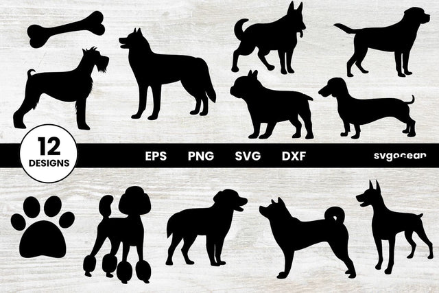 Dog Svg Bundle | Clipart | Silhouette | Cut Files SVG SvgOcean 